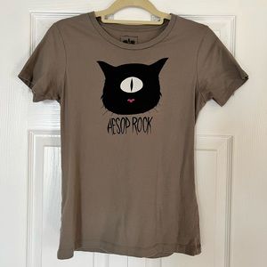 Aesop Rock womens cat T-shirt warm gray large
